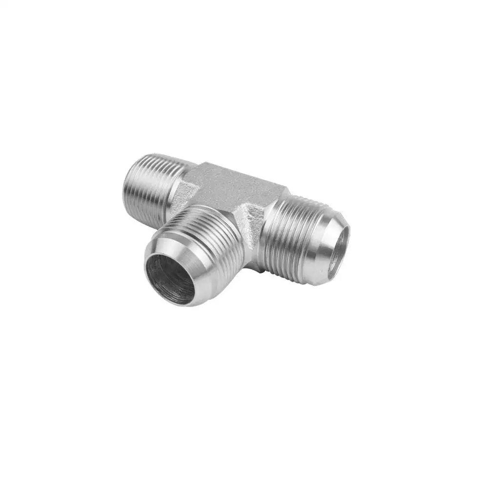 Chinese Brand Tee Type Stainless Steel Jic Male To Npt Male To Jic Male Thread Tee Hydraulic Hose Parts Adapters Fittings