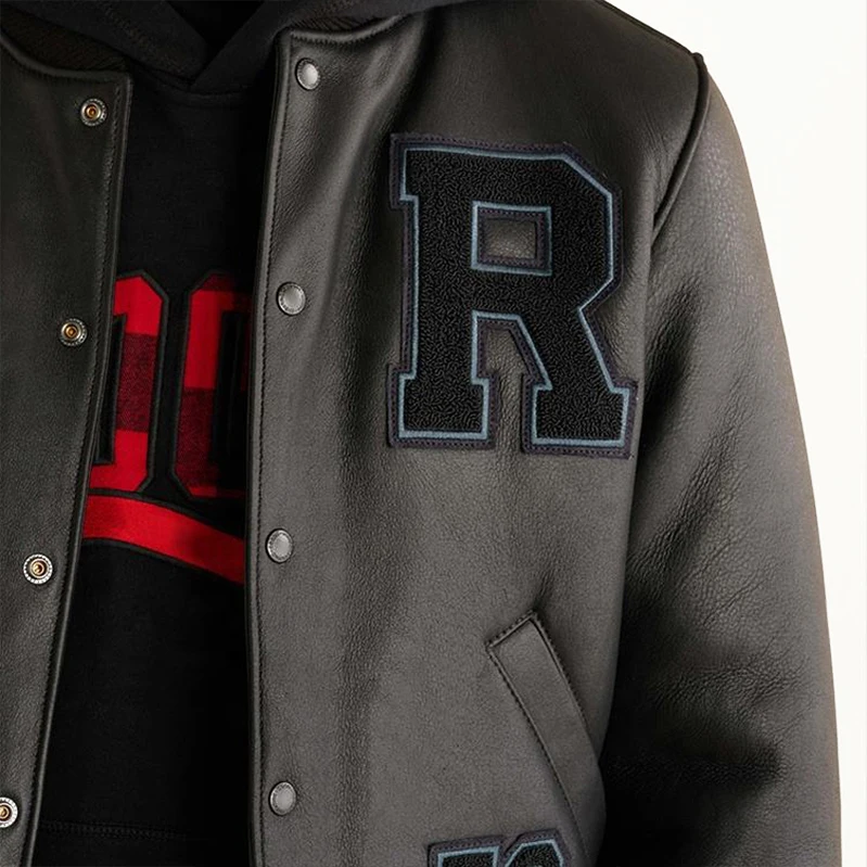 Custom Men Faux Leather Jackets Applique Embroidery Winter Motorcycles Varsity Jackets