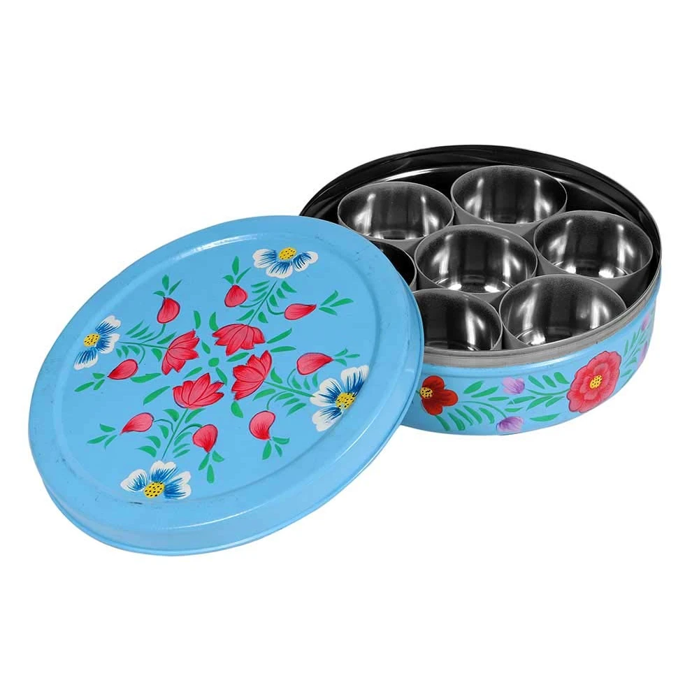 king Steel enamel color spice box with steel lid ( Any color of your choice can be done) Organiser, Container and Small Spoon