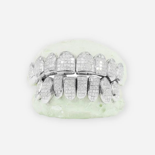 Si naturel diamond grillz with Starling 14k Yellow rose white gold Top 6 Bottom 6 teeth Grillz