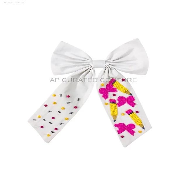 beaded bows trendy women accessories Indian manufactured kids beaded bows handcraft seed beaded alligator bow