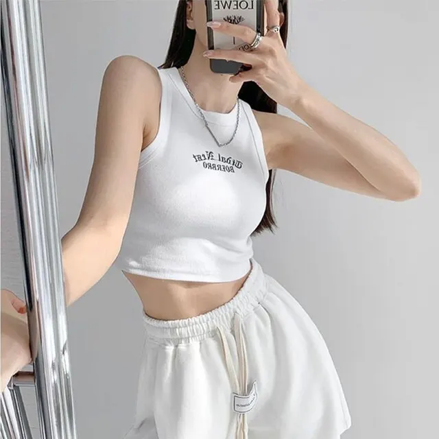 Summer crop top basic plain blank cropped vest tops high quality halter-neck mix size color for women