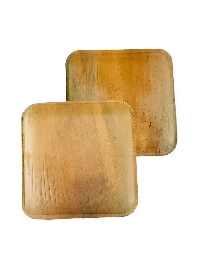 Home and Hotel Party ware Natural Areca Leaf Flatware 10 Inches Square Plates Custom Made biodegradable Natural & Compostable
