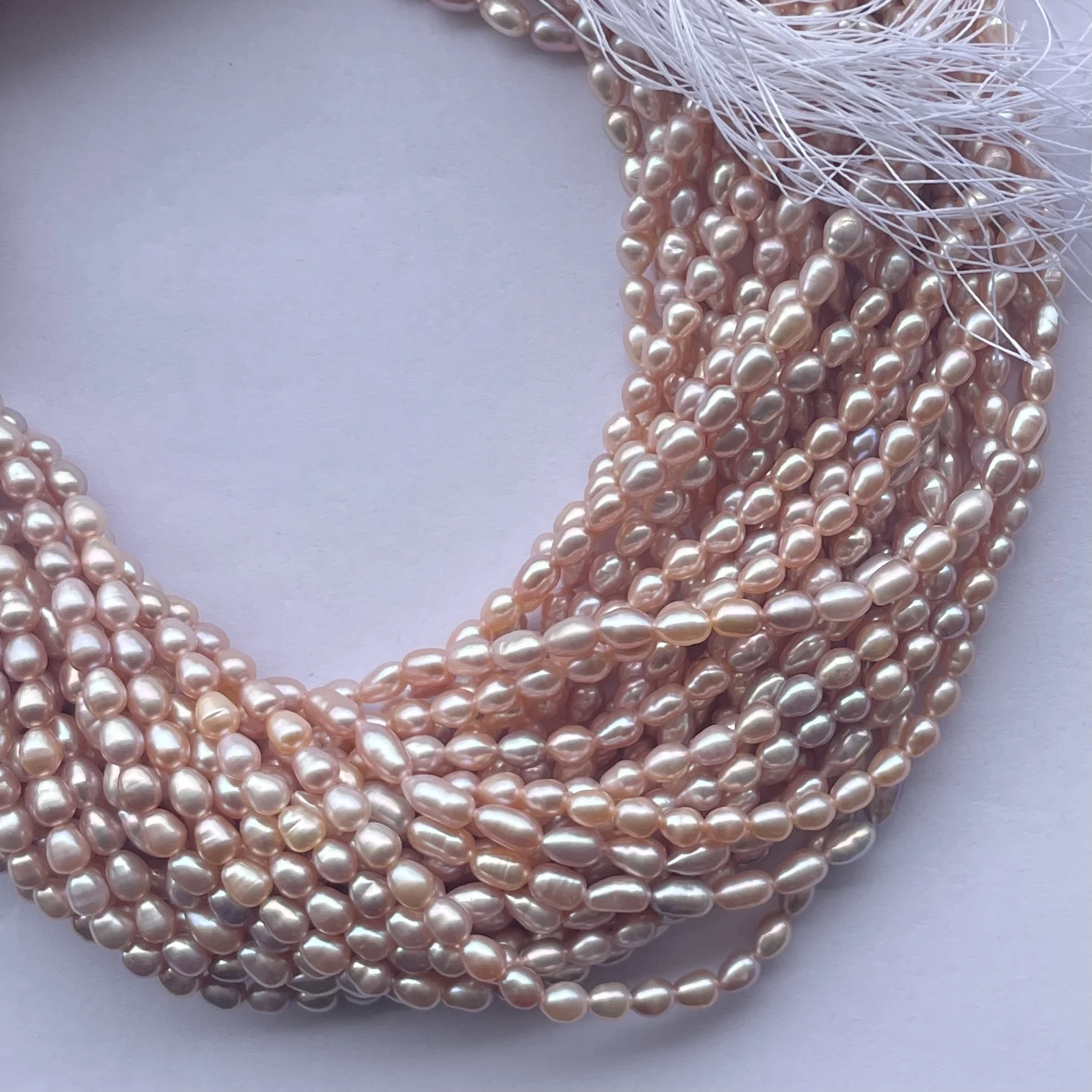 4mm 5mm Natural Rose Pink Color Freshwater Pearl Stone Rice Beads Strands Strings at Best Wholesale Factory Price Online Regular