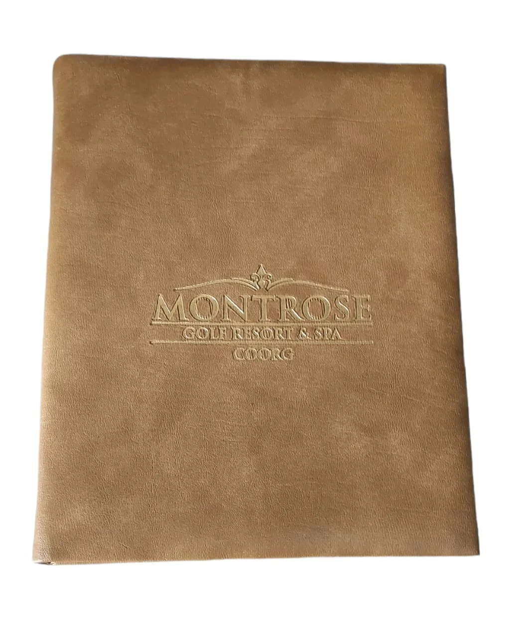 Factory sale Beige color leatherette menu folder with gold logo inside 3 screws fitment inserts restaurants table folder