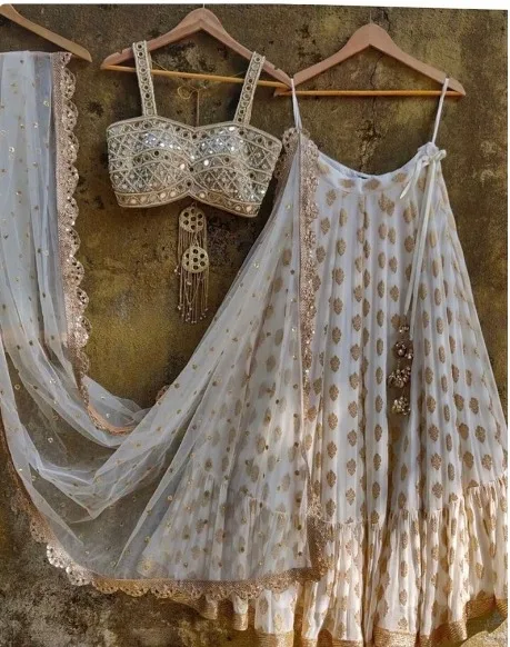 Trendy Designer Style Heavy Kasturi Silk Lehenga Choli Print and Lace Border with Silk Blouse with Sequence and Dori Pattern