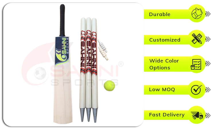 Best Selling Premium Quality Customized Popular White Willow Made Wooden Cricket Set for Promotion Purpose