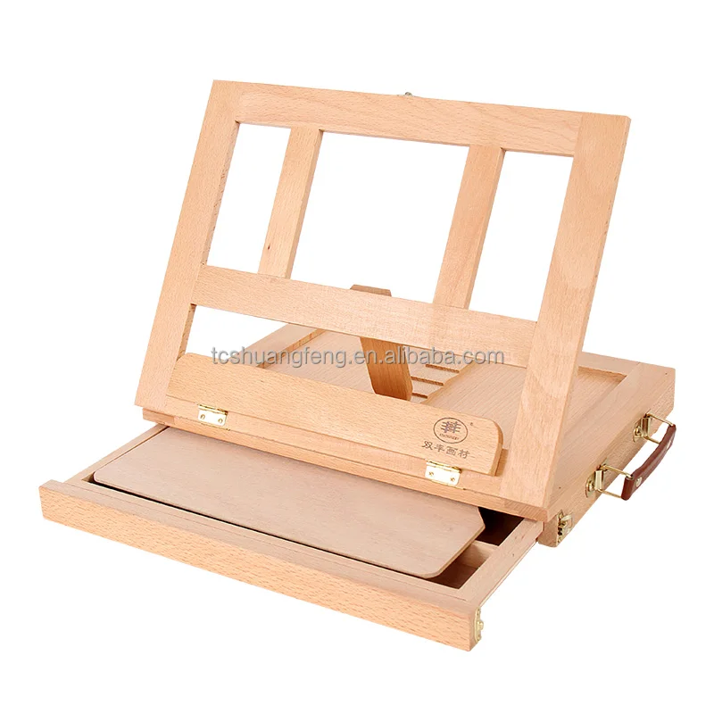 Portable Desk Easel Wooden Tabletop Easel with Storage Drawer & Palette
