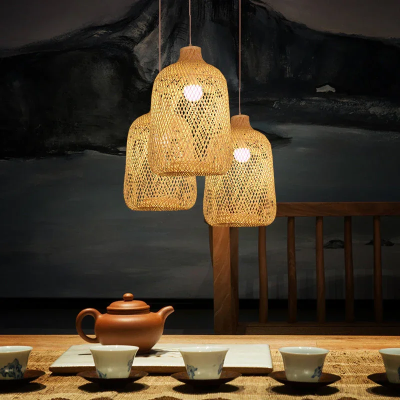Modern Design Custom Bamboo Ceiling Hanging Light Lamp Factory Direct High Ceiling Hotel Chandelier Fashion Pendant Home Decor