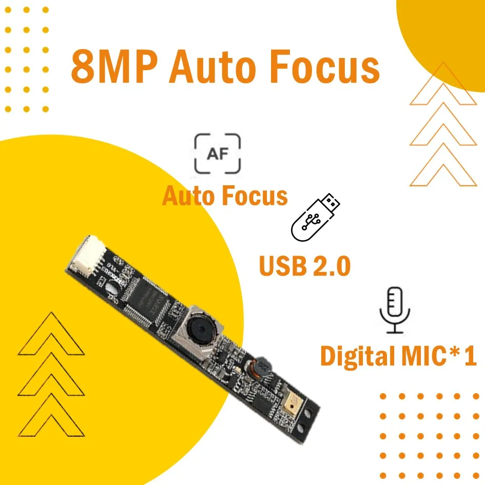 Best Buy 8MP Auto Focus USB Drone Camera Module with Microphone, FOV 75-Degree, Support for Windows, Linux, Android