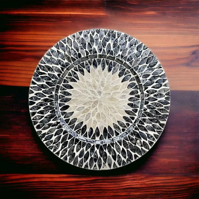 Black Color Durable and Stylish Style Safe For Tableware Mother of Pearl Dish Plate for Elegant Dinning Table Plate