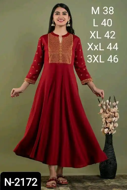 Latest Designer Indian Ethnic Wear Poli Rayon with Embroidery Work and Full Stitched Women Wear Kurtis for Party and Casual Wear