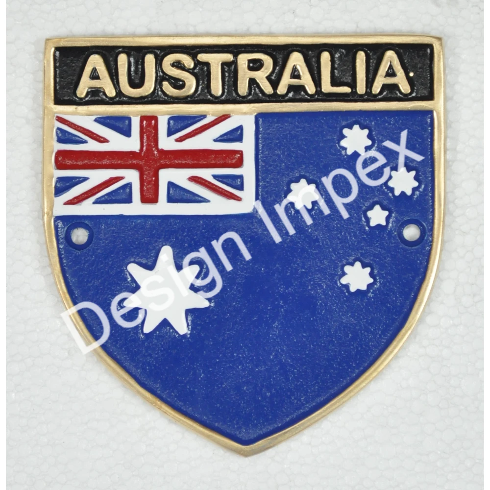 Wall Mounted Flag Plaque Easy Installation Type Casted Metal Craft Custom Trophy Awards for Home & Office
