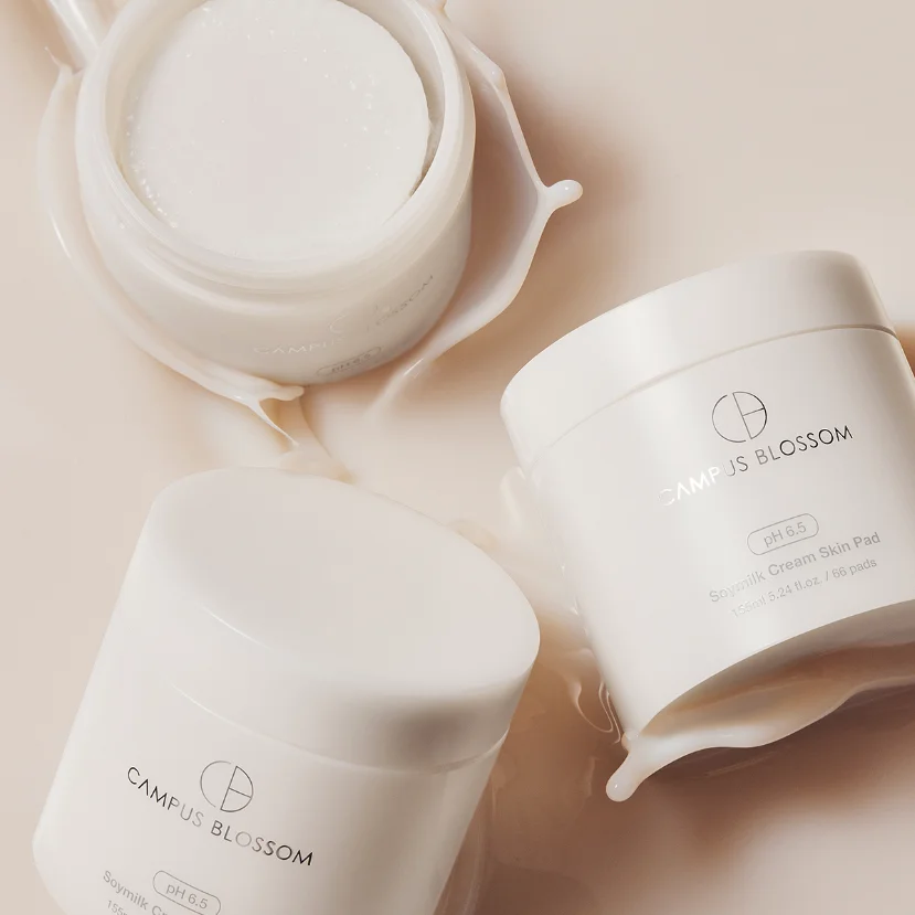 Campus Blossom Soymilk Cream Skin Pad 155ml/5.24 fl.oz. [Vegan|Cotton Pads|Toner|Serum|Moisture|Soymilk Cream]