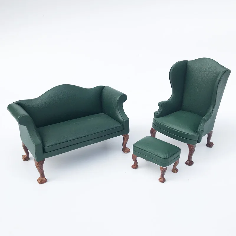 1:12 dollhouse Dollhouse mini furniture living room model PU sofa 3-piece single and double set