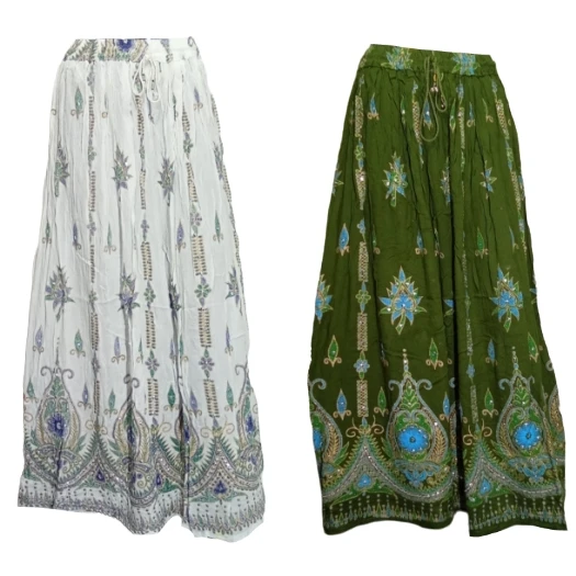 Wholesale New Rayon Star B/d Women Clothing Elegant High Waist Pleated Lace Trim Maxi Skirt Casual