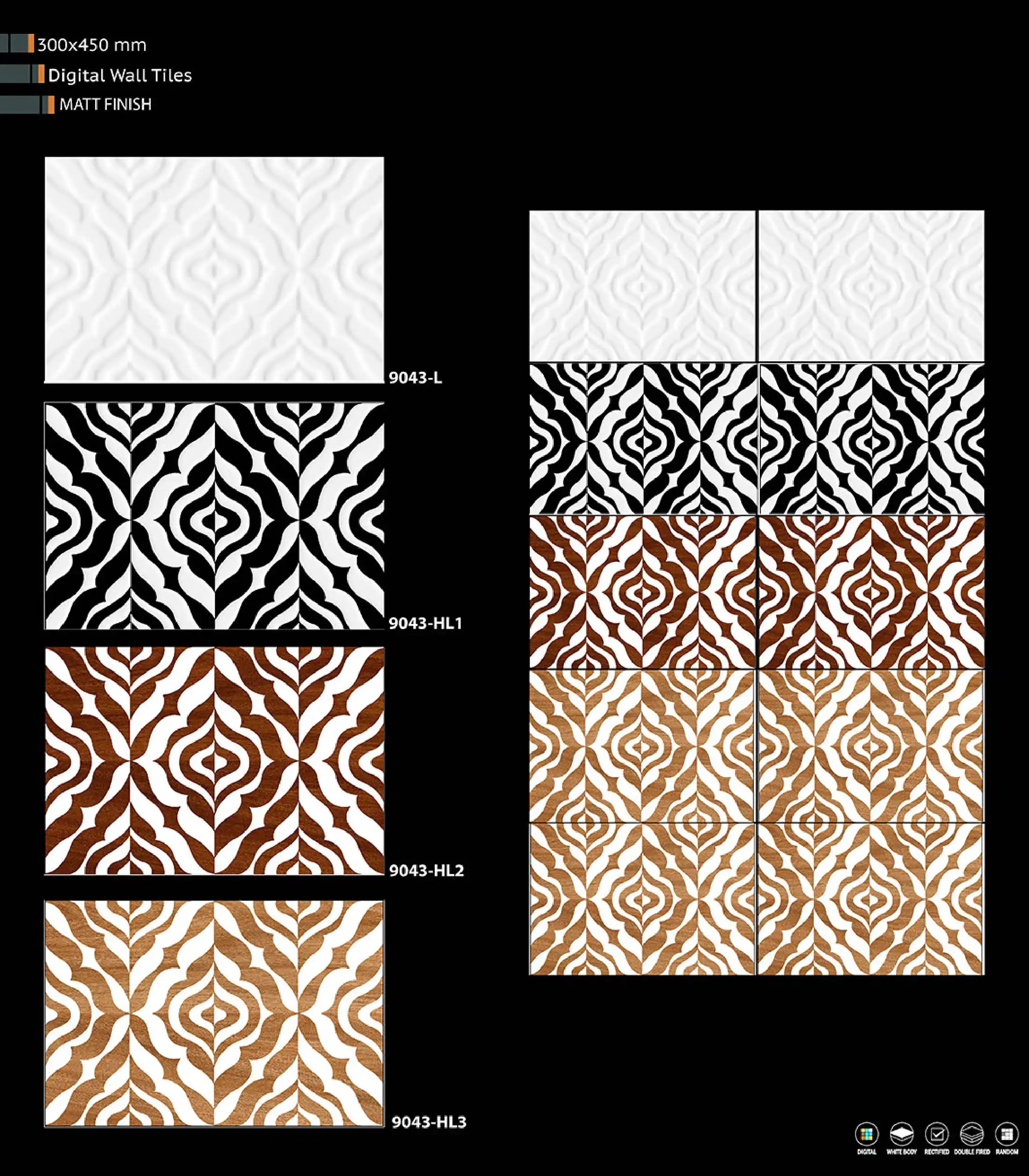 12x18 Digital printing matt surface 3 Color Concept and decorative bathroom wall floor for design gray ceramic tile