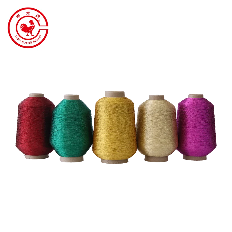 Different Colors Thick Knitting Gold Embroidery Polyester Metallic Yarn ST Type For Weaving