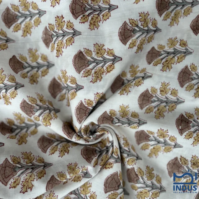 Floral Indian Hand Block Print , Fabric100% Cotton Natural Hand Dyed Eco friendly, Soft Cotton Fabric.
