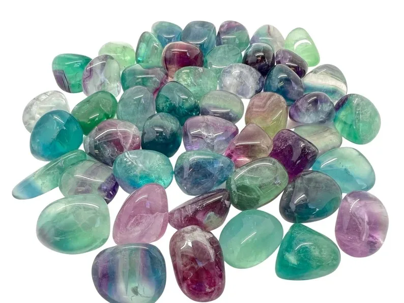 Wholesale Natural Rainbow Fluorite Tumbled Crystals Top Quality Gemstone Tumble Polished Gravel Stone For Healing And Decoration