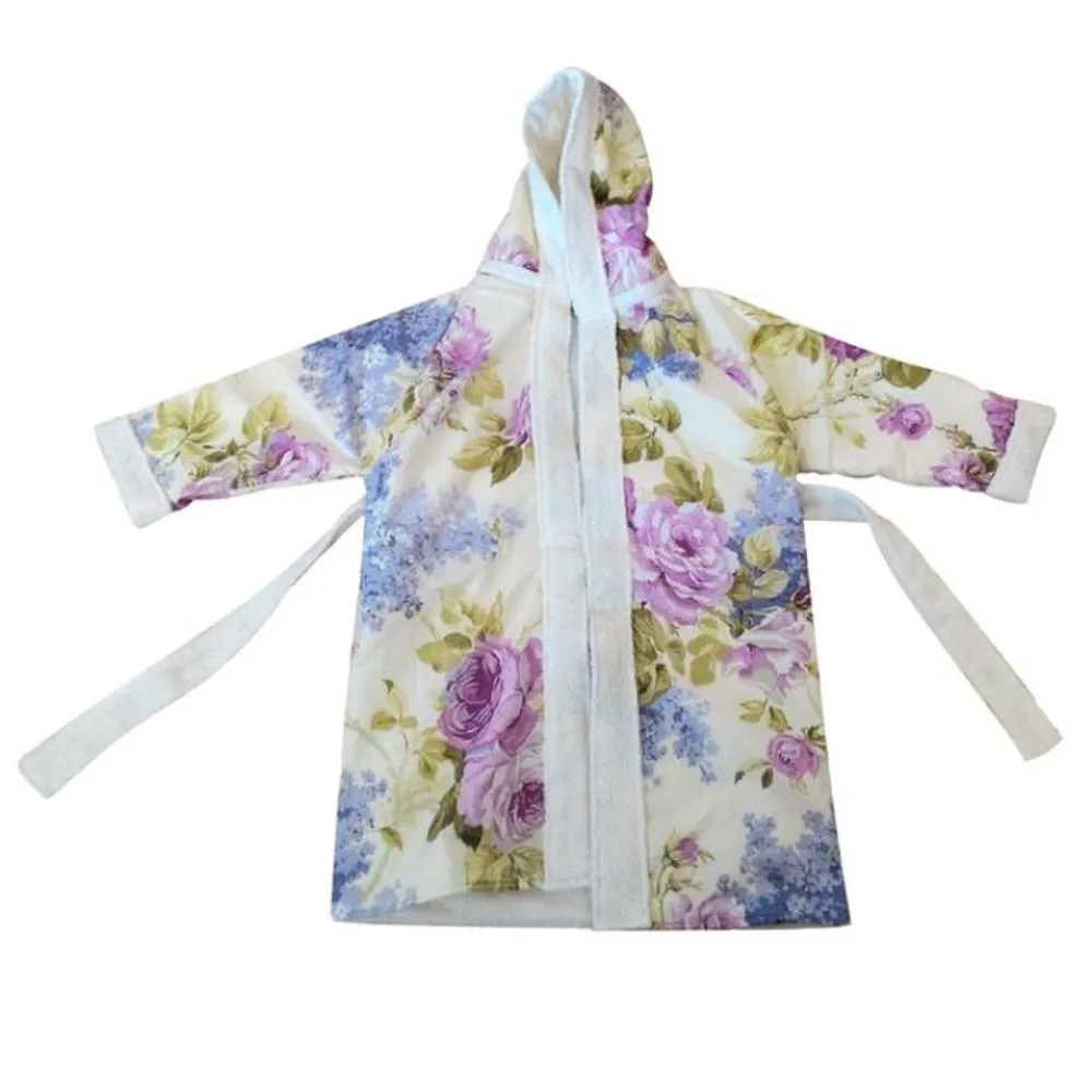 Factory Price Hand Made Terrycloth Bathrobe for Baby Boy girl ROSES  lined cotton