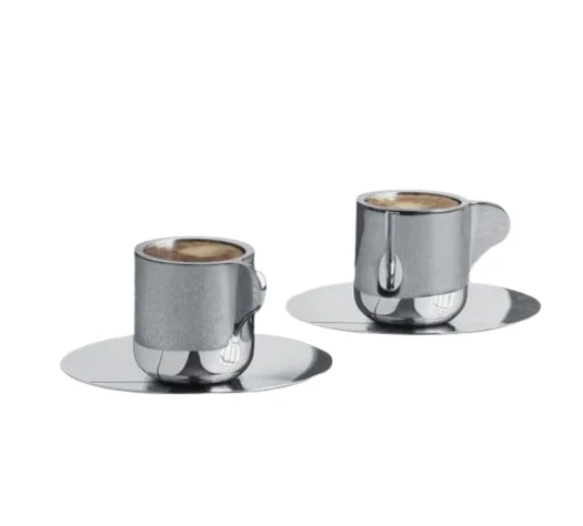 Silver Plated Cup Saucer For Home Hotel Kitchenware Serving Cup Decorative Stainless Steel Tea Coffee Cup Saucer