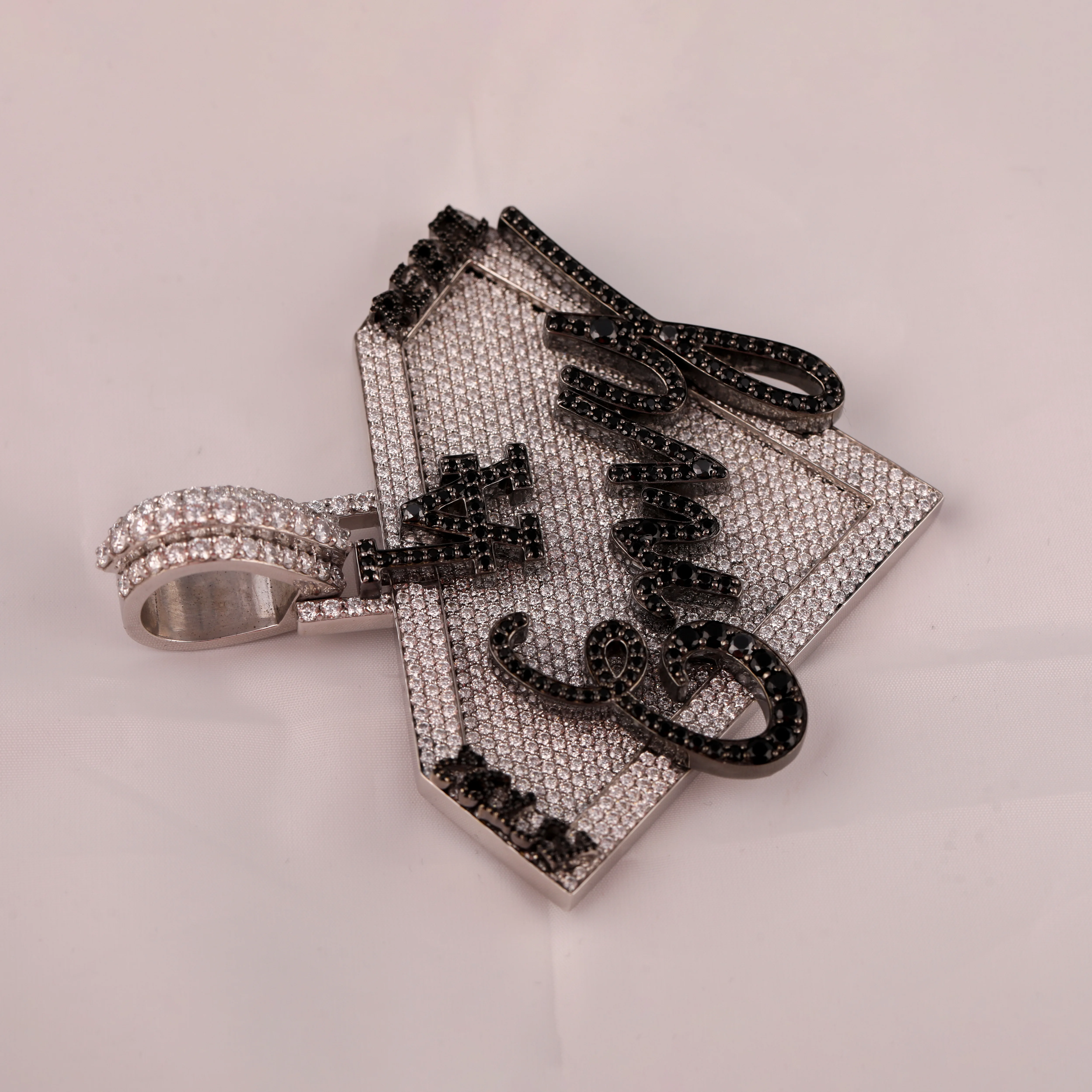 Moissanite Customized Shaped Diamond Pendant 925 Sterling Silver Full Iced Out Black & White Moissanite Pendant Gift For Him