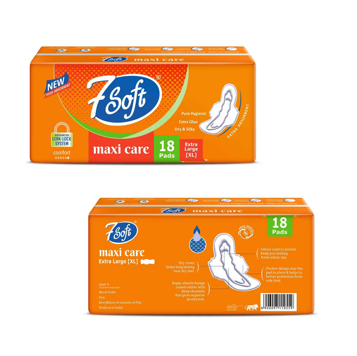 Top Selling Female Care Extra Large Size Womens Sanitary Napkin Pad with 18 Pads in It Available at Wholesale Price