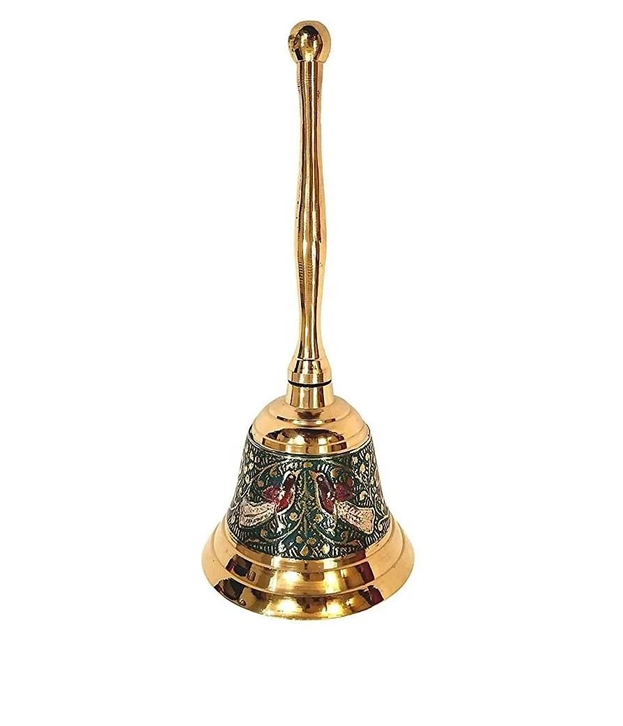 Brass Handle Bell new Design brass Hand bell With new design handle new Look Metal Peon Bell For Office