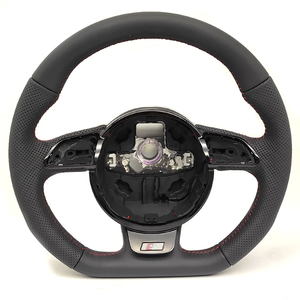 Leather flat-bottomed steering wheel sports for Audi A3 A4 A5 Upgrade S3 S4 S5 full perforated semi-perforated steering wheel