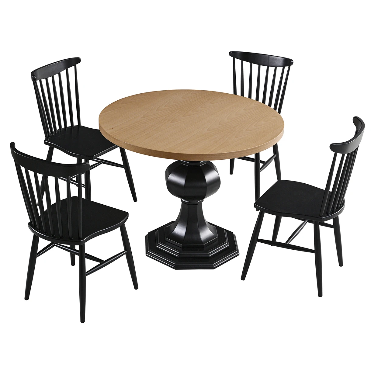 Gothic Black Round Table and Chair Set FRL1005 - MD