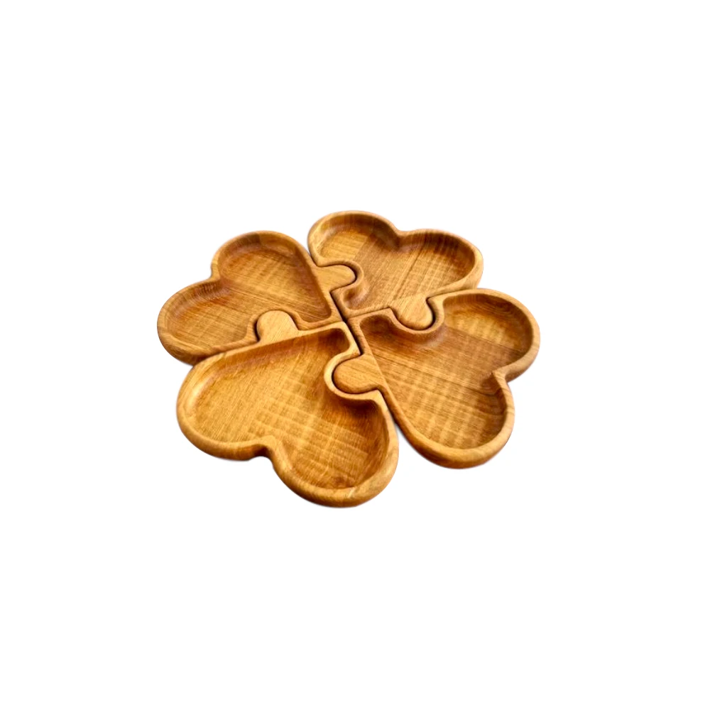 Luxury Design Custom CNC Work Wooden Serving Tray Divided Dish for Nuts Candy Dry Fruits for Parties