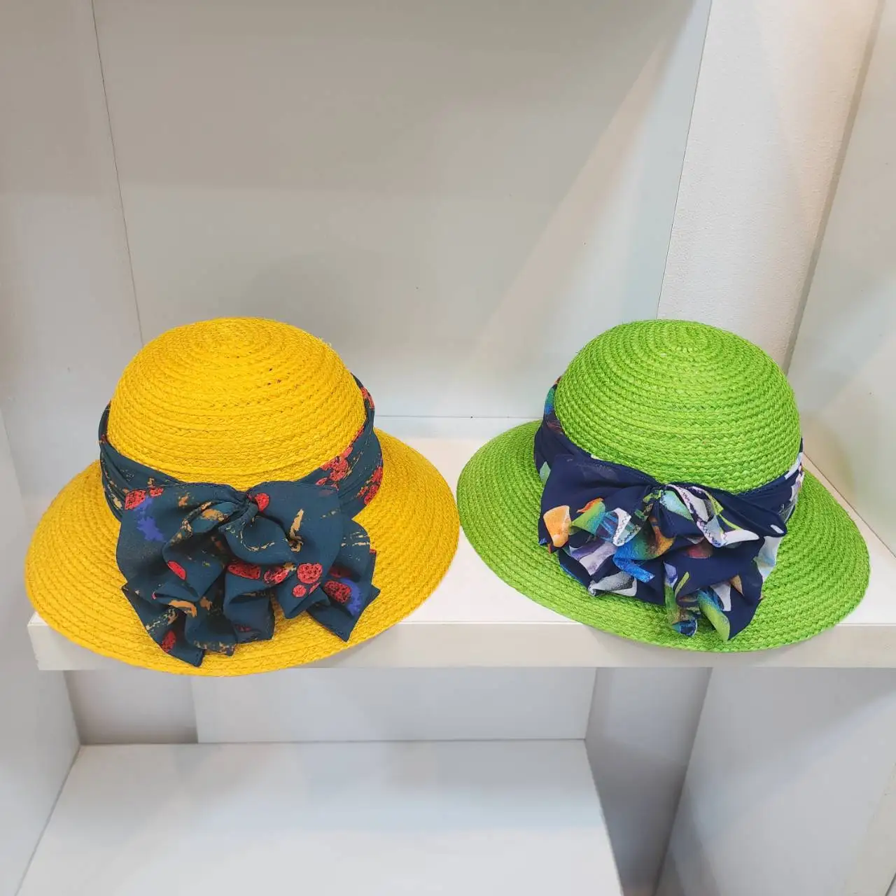 Straw Hats Handmade Products From Natural Material Sisal Plant Eco-Freindly Beach Hat Bowknot Summer Sun Hat Plain Ribbon OEM