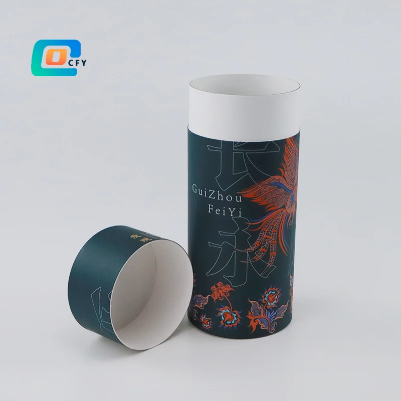 Luxury Hot Stamping Water Bottle Gift Round Box Recyclable Black Underwear clothes Cylindrical Tube Packaging