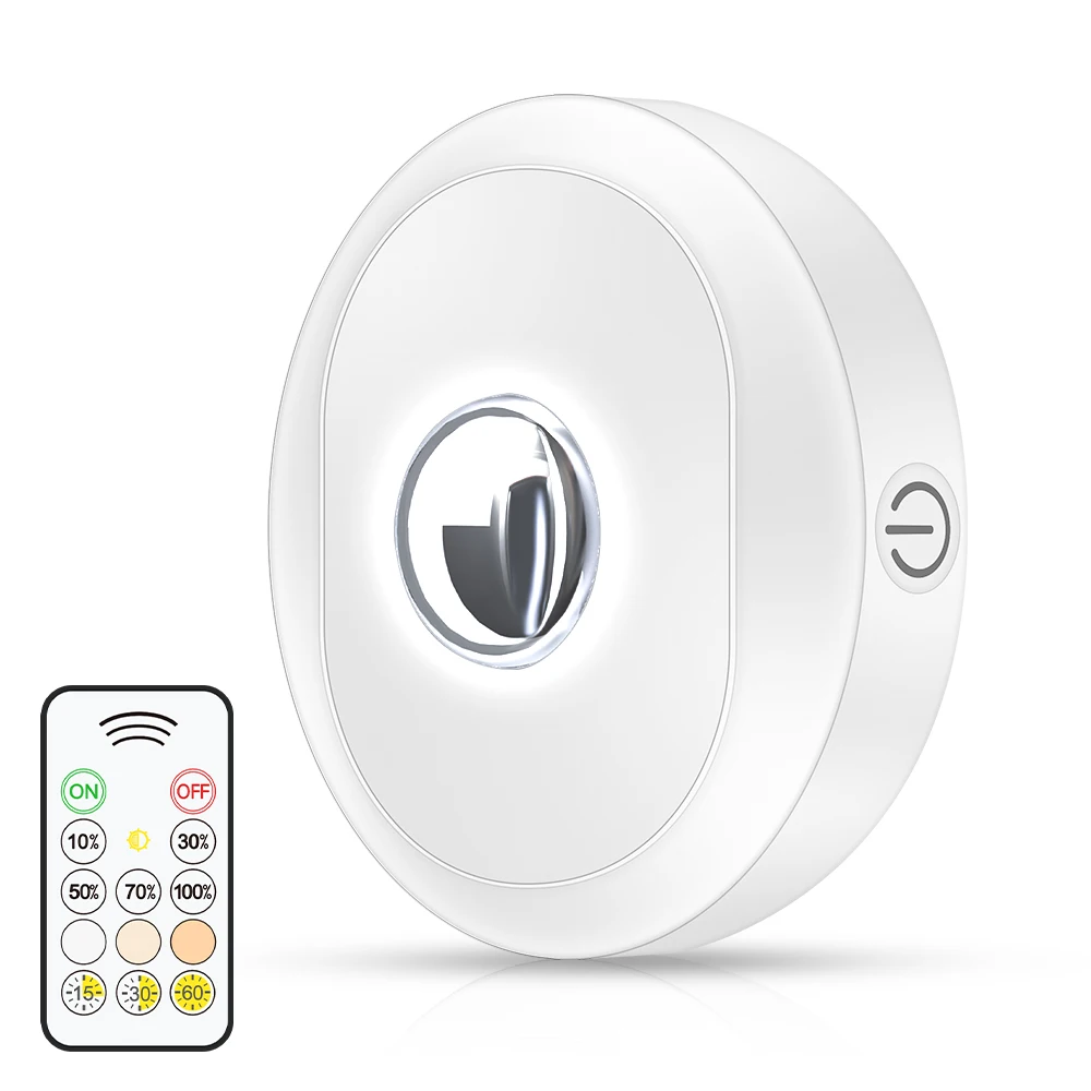 LED Puck Lights with Remote, Rechargeable 1000mAh Battery Tap Lights, Dimmable Wireless Stick on for cabinet closet counter wall