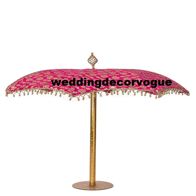 Indian Beach Umbrella Sun Parasol Handmade Decorative Patio Wedding Umbrella Designer Golden Umbrella