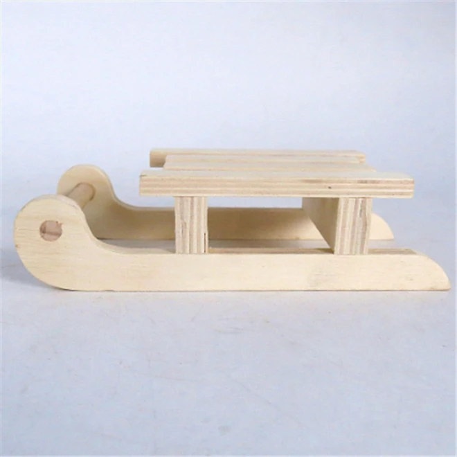Wooden Mini Sled Ornaments Tabletop Wood Sleigh Display Stand Base Sleigh Decoration Candle Holder Sledge Christmas Winter Decor