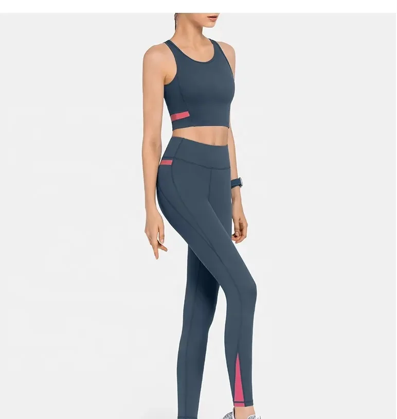 2024 Custom Women Solid Color Knit Dew Shoulder Basic Vest Womens >Womens Crop Tank Tops High Neck Workout Running Sports Bra