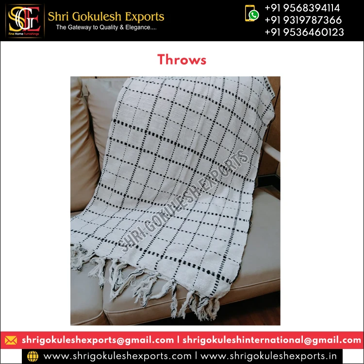 Top Manufacturer Selling High Standard Grade 100% Cotton Made Custom Size Handmade Super Soft Throws Blankets