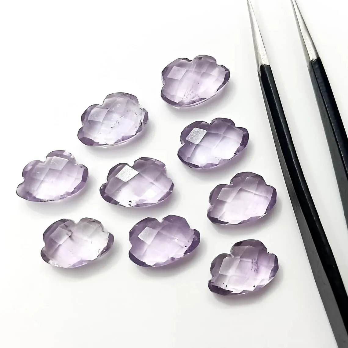 Pink Amethyst Faceted Cloud Shape Beads For Jewelry Making Amethyst Gemstone Hand Carved Bead Strands Briolette