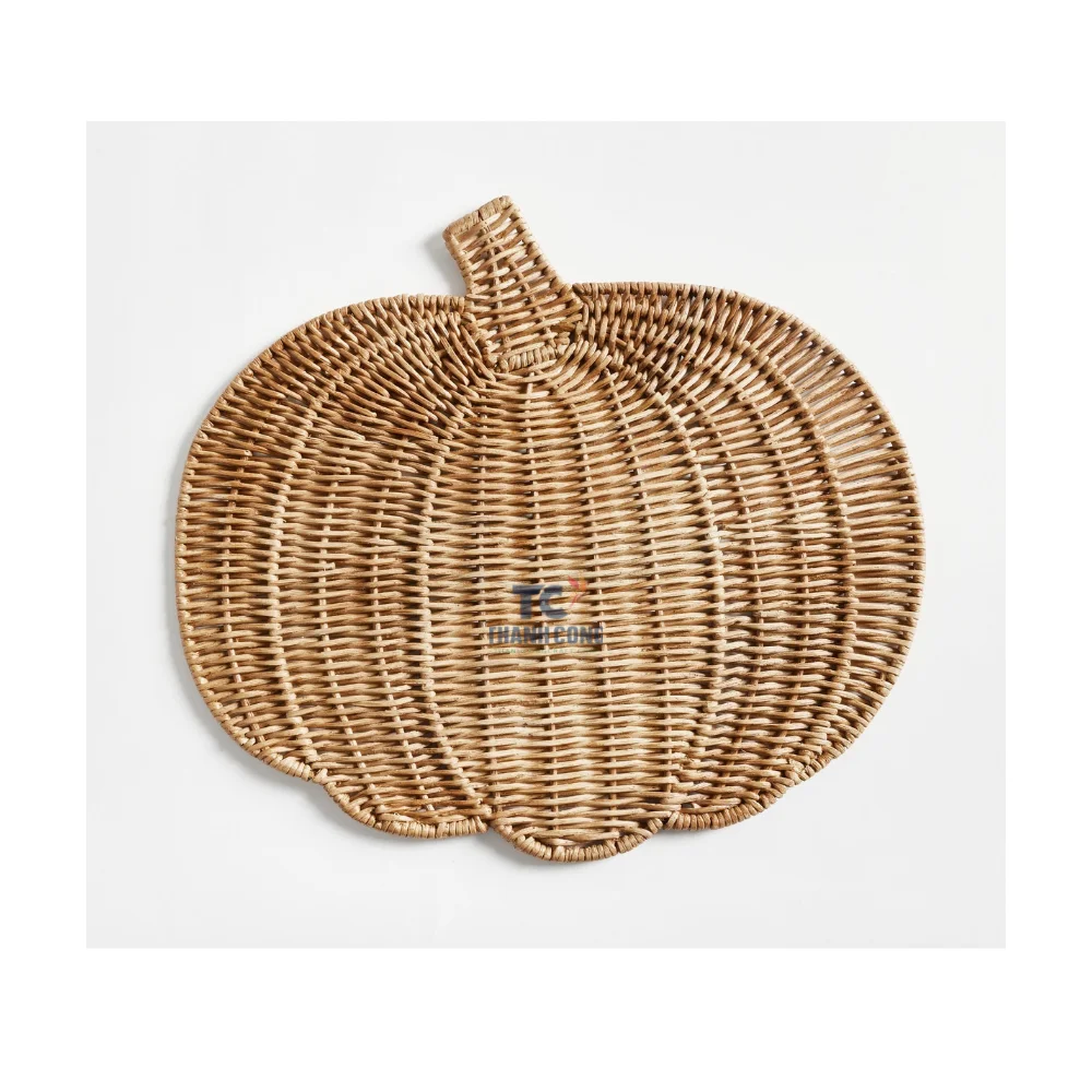 Wholesale Nice Design Natural Pumpkin Rattan Placemats Rattan Placemat Wicker Handwoven Rattan Plate Made in Vietnam