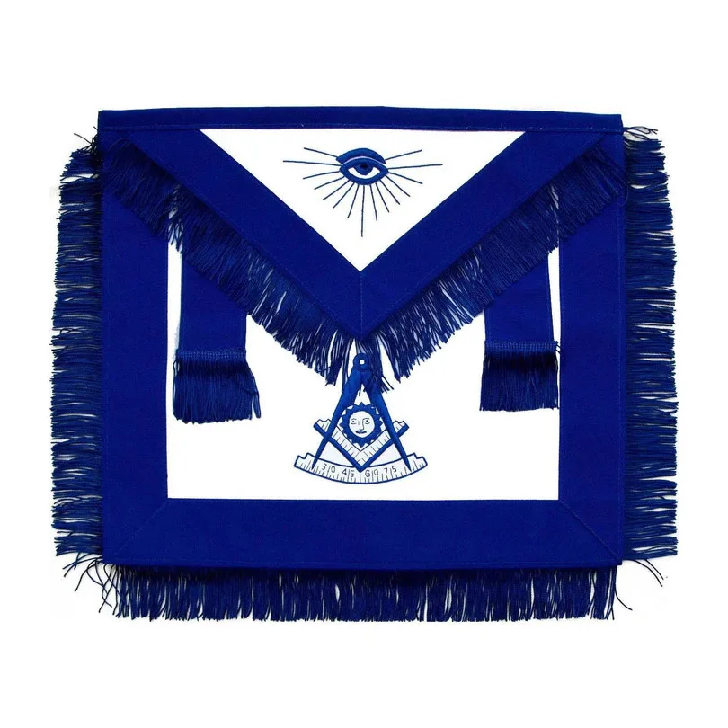 Freemason Past Master Blue Lodge Apron - Royal Blue with Blue Hand Embroidery & Fringe Masonic Supplies
