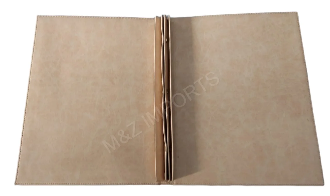 Beige color Custom High Quality PU Leather Loose-Leaf Folder Menu Book Cover for Restaurants Hotel & Hospitality uses products