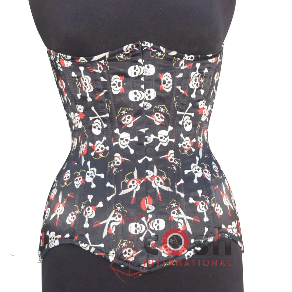 COSH CORSET Underbust Steelboned New Skulls Printed Sublimated Waist Training Fashion Wear Satin Corset