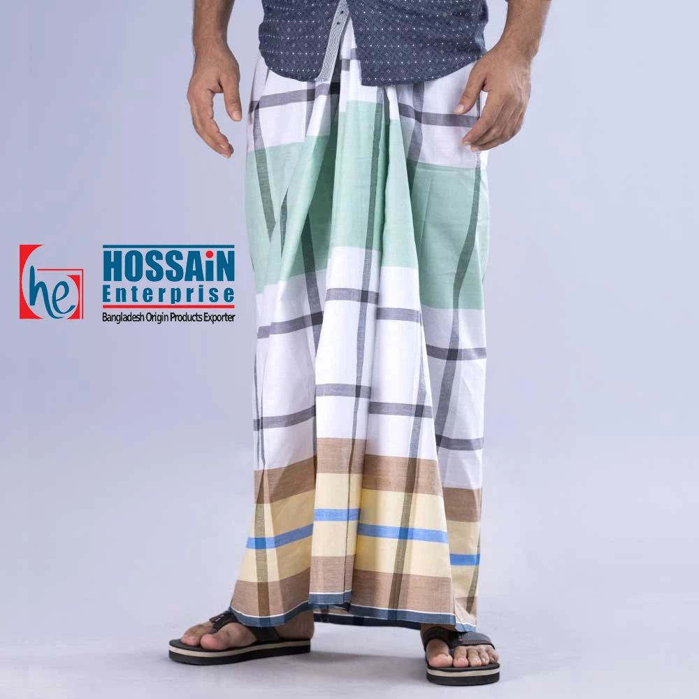 Authentic Design Soft & Durable Ideal for All Seasons Comfortable Fit 100% Cotton Lungi Daily Wear and Relaxation Lungi for Men