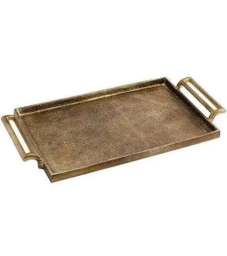 Food Grade Decorative Rustic Metal Serving Tray With Handles For Food Breakfast Dessert Home Hotel Restaurant Christmas
