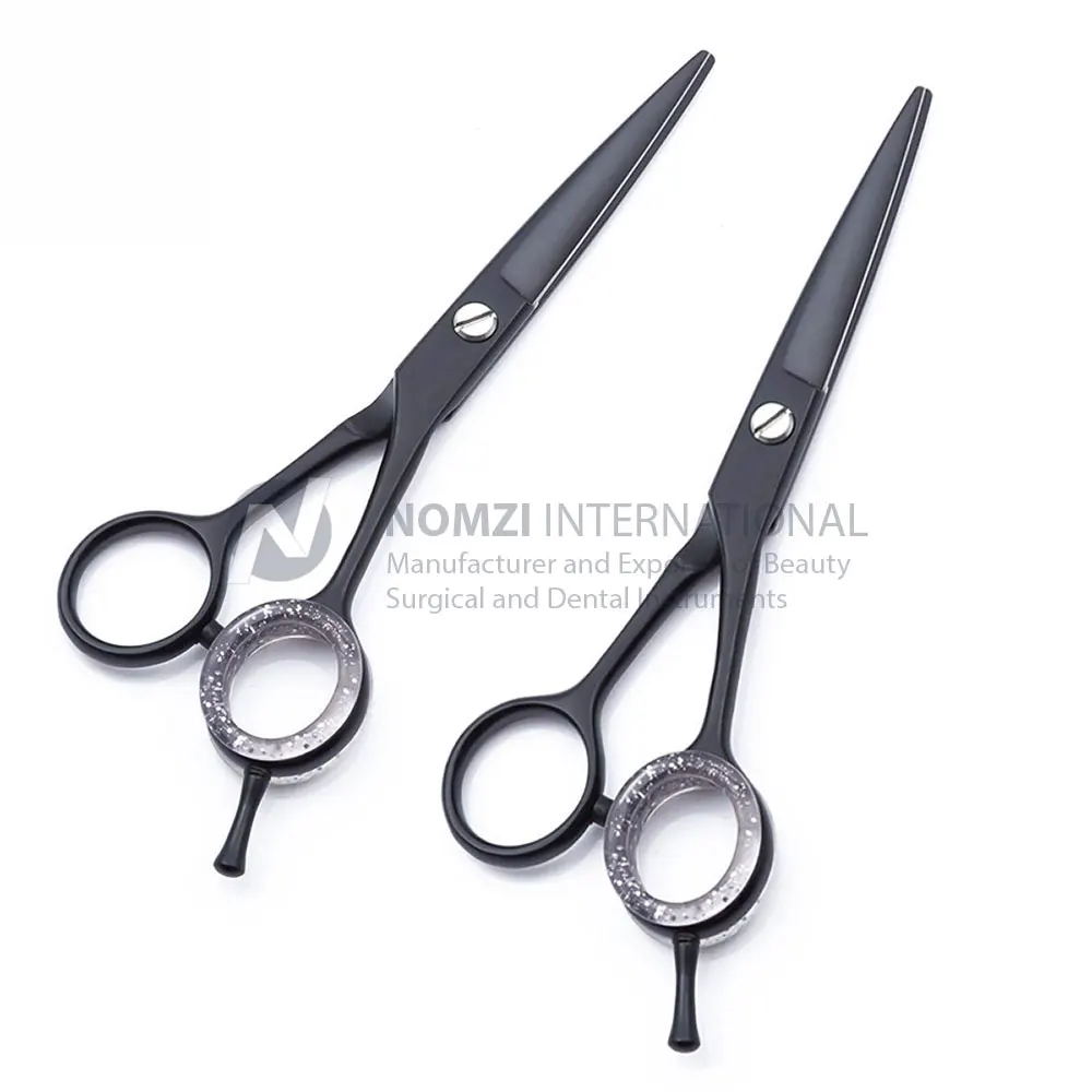 Wholesale Professional Stainless Steel Matt Black Color Customized Barber Salon Hair Cutting Hairdressing Scissors For Men Women