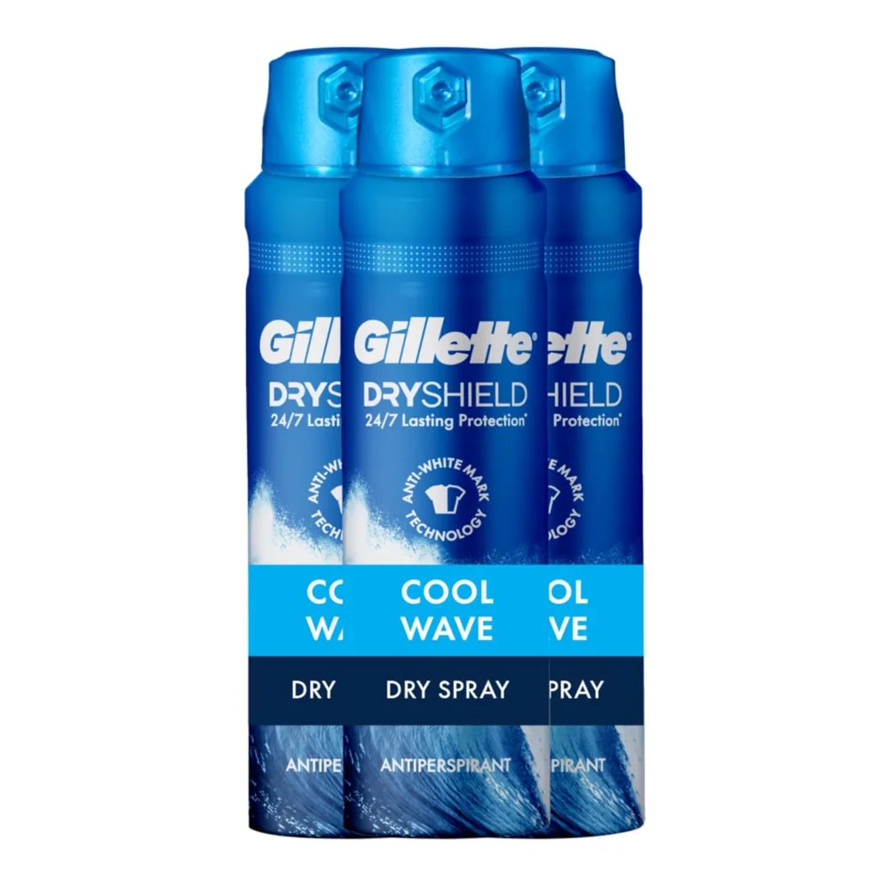 Gillette сухой спрей антиперспирант и дезодорант для мужчин 24/7 защита от пота запаха анти-белый знак 4 3 унций (упаковка 3)