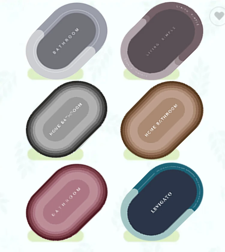 Custom Super Absorbent Rubber Dirt Resistant bathroom mat kitchen inside Foam back PVC Nano Technology Quick Dry Bath Rug mats