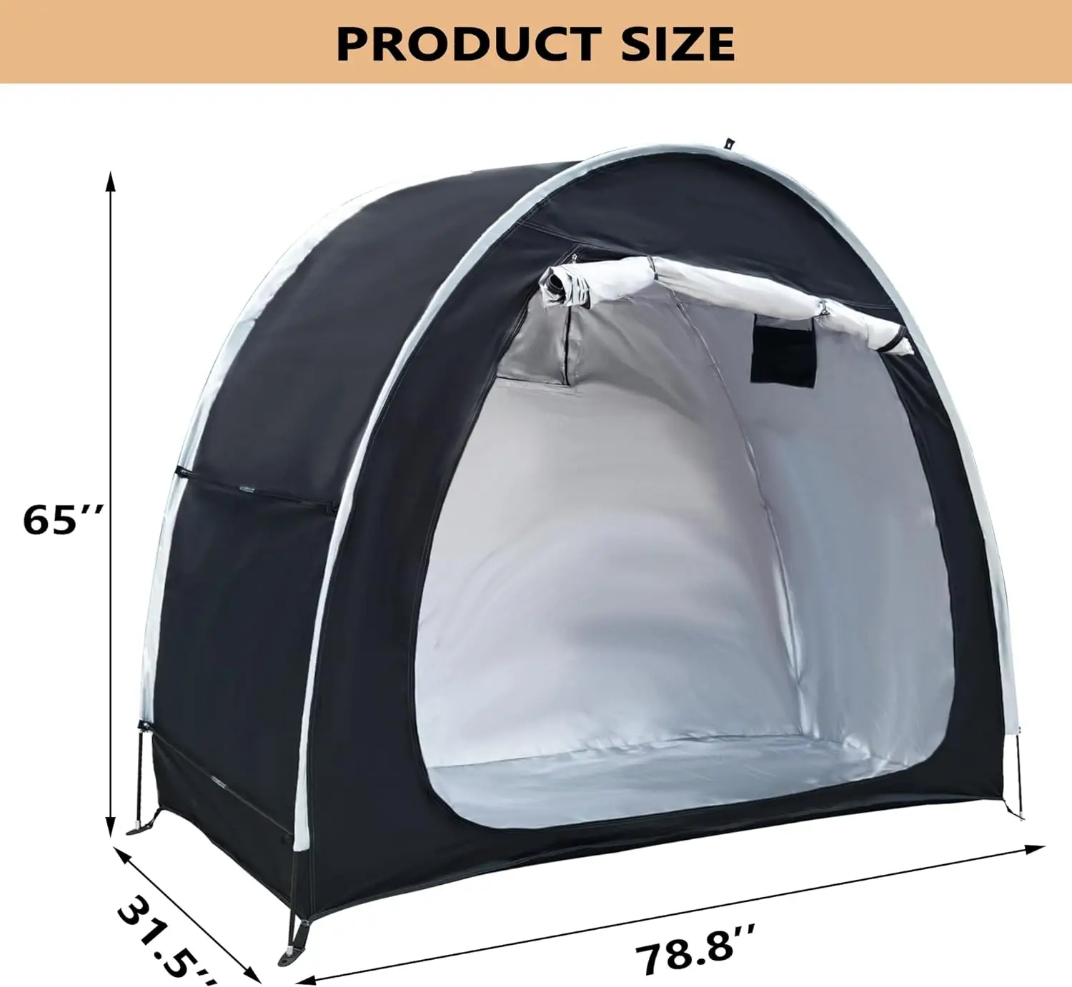Bike Rain Cover 6.6FT Waterproof 210D Outdoor Bicycle Cover Shelter with Window cargo bike rain cover